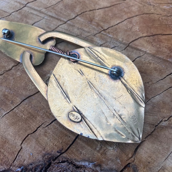 Vintage Marjorie Baer SF Brass Copper Mixed Metal Modernist Artisan Brutalist - Picture 5 of 10